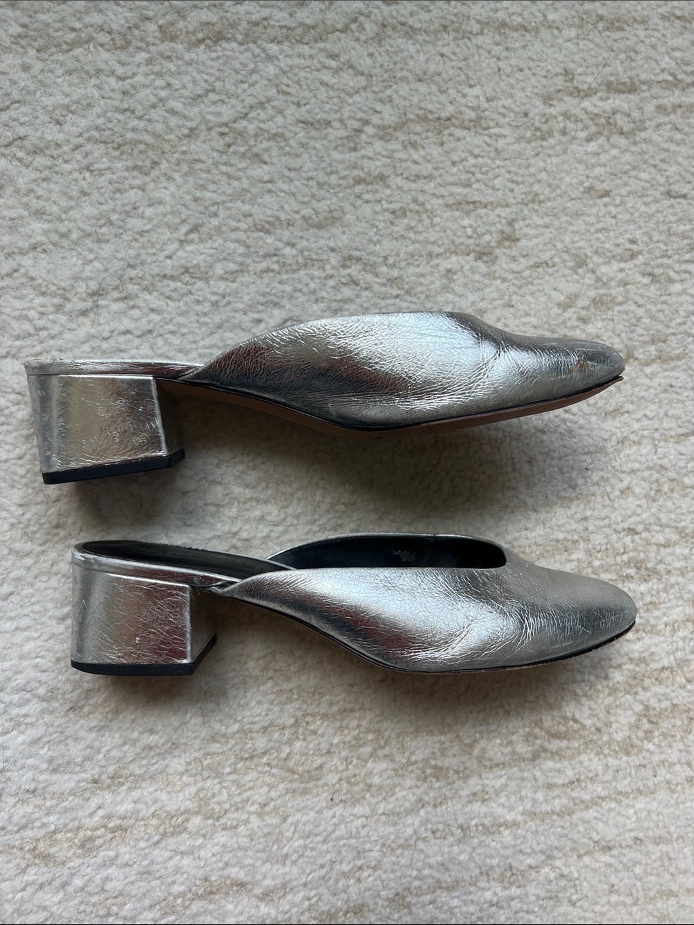 Rebecca Minkoff Metallic Silver Pointed-Toe Mule Flats - Picture 2 of 7